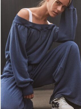 FP Movement One To Beat Onesie Midnight Navy Size Small Coastal Preppy Comfy